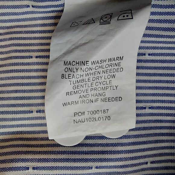 Nautica Men's Classic-Fit Blue White Cotton Long-Sleeve Button Dress Shi… - Picture 16 of 16